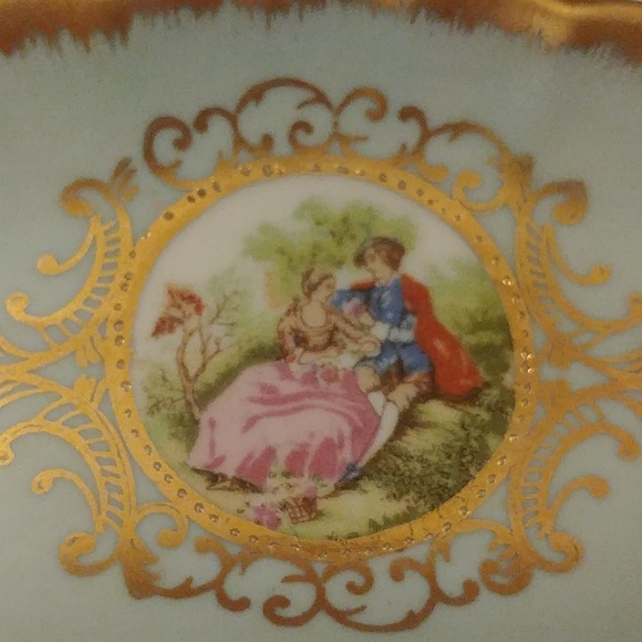 Lefton Crescent Moon Bone China Hand Painted Lovers Trinket Dish - Picture 2 of 3